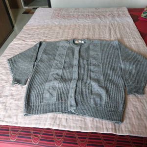 Grey Cable Knit Button-Up Cardigan
