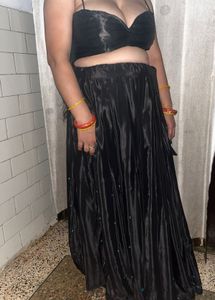 Elegant Black crepe Lehenga
