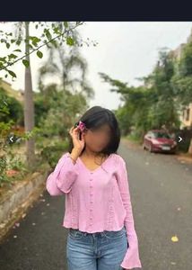 DressBerry Pink Self Design Lace Inserts Flared Sl
