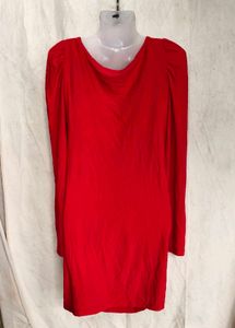 I. Chic Red Ruched V-Neck Dress
