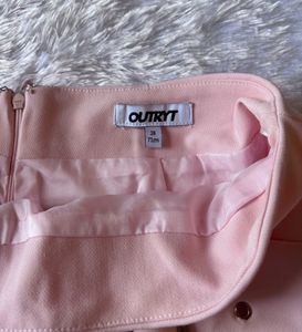 Outryt Baby Pink Belted Mini Skirt