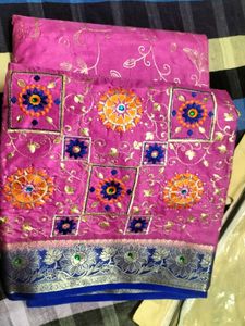 Pink Embroidered sareeset