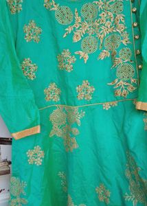 🩵💚Sea Green Embroidered Anarkali Kurti | Party W