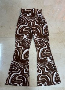 Brown graphic bootcut trousers