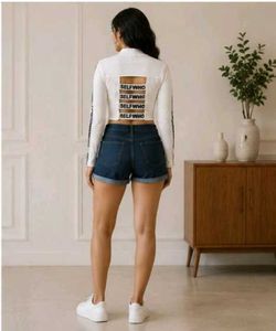 White Crop Top with "SELFWHO" Print