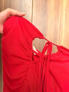 Red Ruched Bodycon Dress/top
