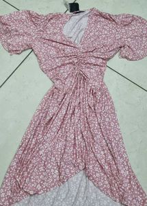 Chic Floral Ruched Midi Dress