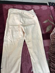 Cream Wide Leg Jeans