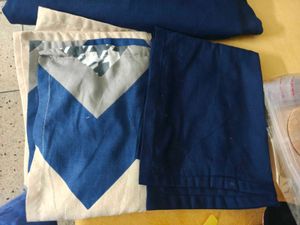 Solid Blue Double Bedsheet with pillow cover