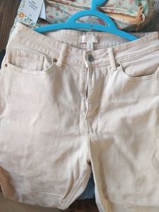 H&amp;M Slim Mom High Ankle Jeans - Light Beige
