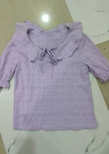 Lavender Ruffled Collar Top