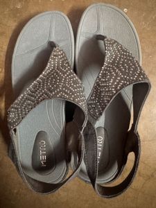 metro Sparkly Grey Wedge Sandals