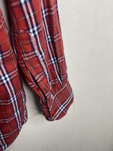 Men's Red Plaid Long Sleeve Shirt