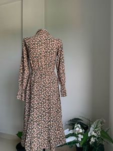 Floral Print Long Sleeve Midi Dress