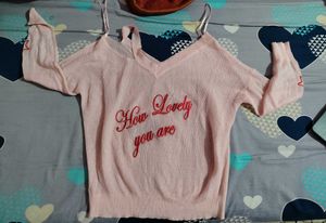 Pink Shoulder Long Sleeve Top
