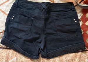 Black Denim Shorts with Sequins