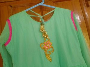 Beautiful Teal &amp; Pink Embellished Gown