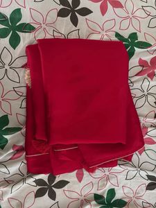 Vibrant Red Saree with Tassels