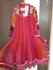 Churidar Set With Pant And Net Dupatta