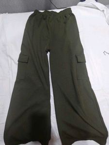 Olive Green Cargo Wide Leg Pants