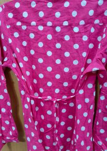 Pink Polka Dot V-Neck long top