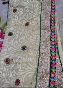 Embellished Cream Saree
