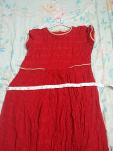Vibrant Red Ethnic Gown length 52 high and low