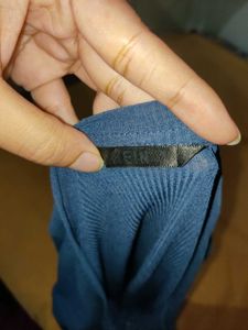 Blue Ribbed Henley Long Sleeve Top