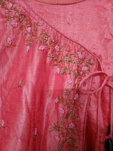 Pink Embroidered Skirt &amp; Top Set