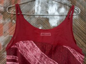 Maroon Velvet Striped Camisole Top