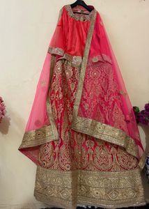 Stunning Pink & Gold Embroidered Lehenga Choli