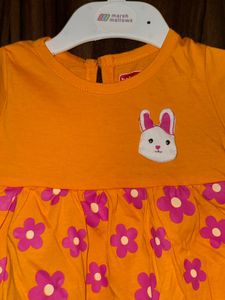 🌸 Cute Floral Bunny Girls’ Frock | Soft Cotton Bl