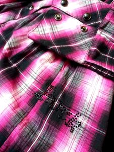 Y2K/goth Pink Plaid Button-Up shirt