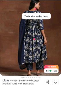 Libas Blue Printed Cotton Anarkali Kurta Set