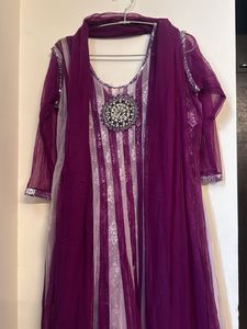 Elegant Purple Embellished Kurta Set