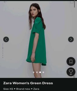 Zara Chic Green V-Neck Mini Dress