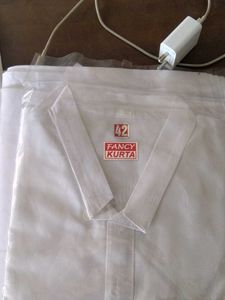 Simple White poly Cotton Kurta