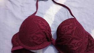Maroon Textured Bikini Top