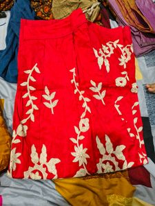 Red embroidered skirt