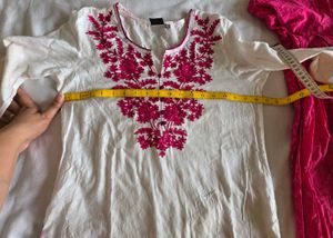 Vibrant Pink &amp; white  Patiala Salwar