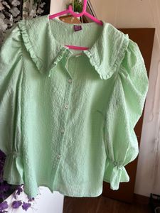 Mint Green Ruffled shirt