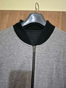 Grey and Black Double sided bomber Jacket