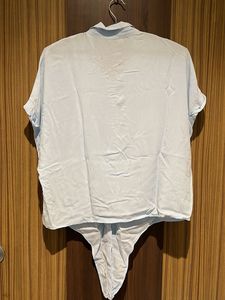 Light Blue Tie-Front Top