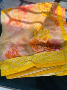 Vibrant Floral duppata with Embellished Border