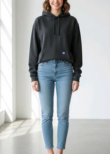 Cozy Charcoal Grey Hoodie & Light Wash Jeans