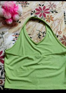 green backless top