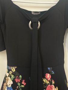 Floral Print Black Dress