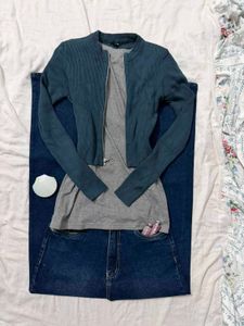Teal Zipper Cardigan☘️🧣