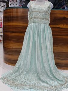 Elegant Light Green Ethnic Gown with pant