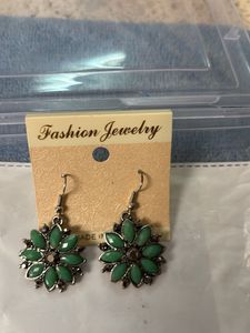 Bohemian Green Flower Dangle Earrings